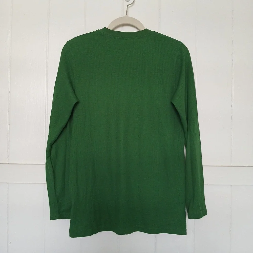 Nike SB Shirt Logo Spell Out Thermal Waffle Knit Youth XL Green Skateboard LS